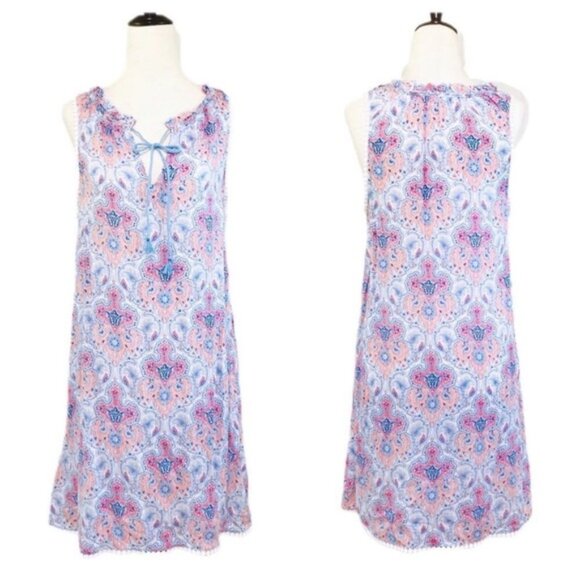 Victoria's Secret | Blue and Pink Scalloped Edge Paisley Nightgown | Size Medium - Picture 1 of 10
